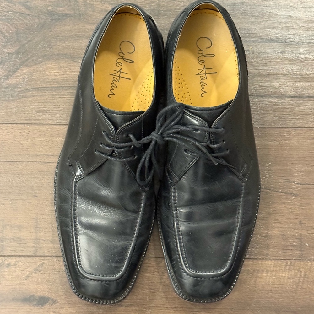 Cole Haan Black Leather Oxford Dress Shoes Moc Toe Lace Up Men’s Size 9D - Picture 2 of 12